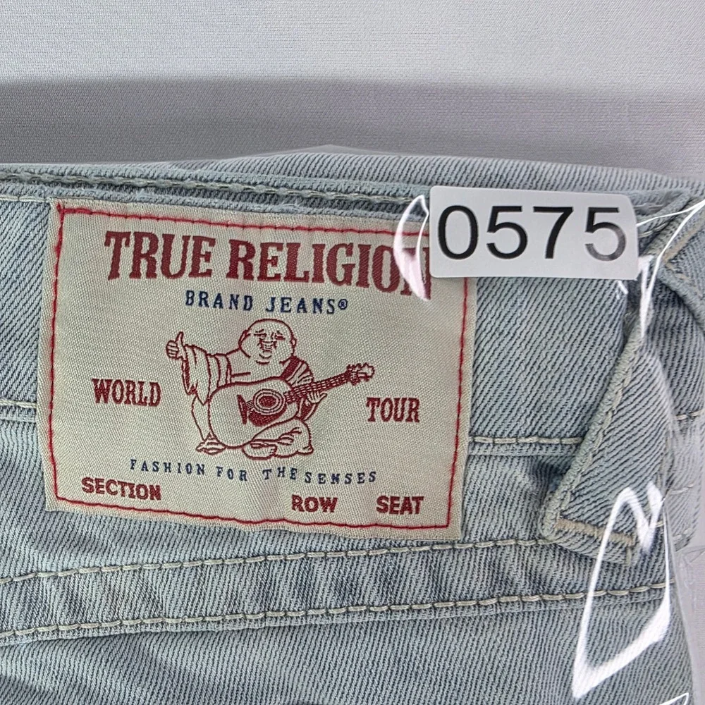 True Religion Ricky Relaxed Straight Light Wash Denim Jeans Mens 31x33